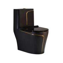 Load image into Gallery viewer, GASDUM™ BLACK-GOLDEN ONE PIECE COMMODE GD- 285 BKGL
